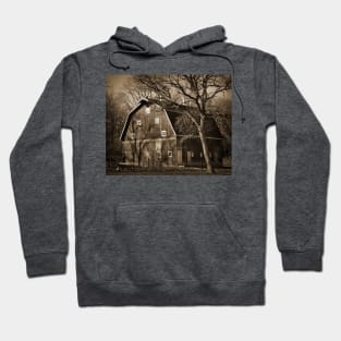 Red Barn In Sepia Hoodie